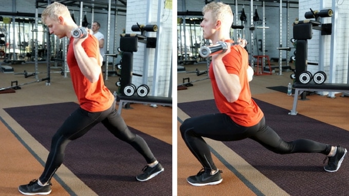 man doing leaning split squat